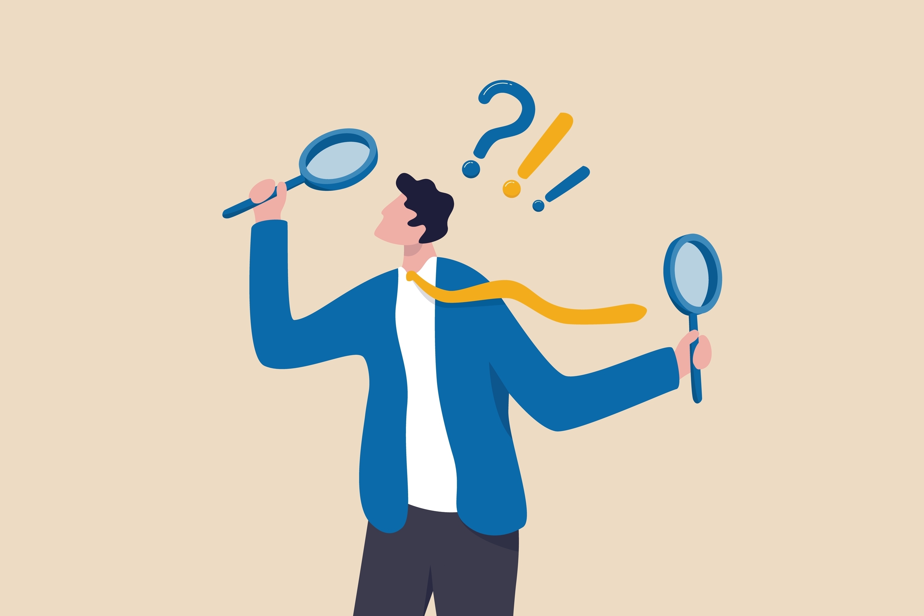 Illustration of a person trying to find something