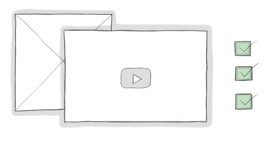 A wireframe for an image and a video next to checkboxes.