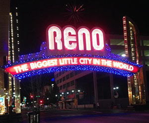 A light sign of 'Reno The Biggest Little City In The World'