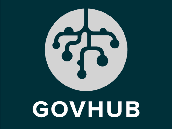 GOVHub with icon in circle, all in a blue square