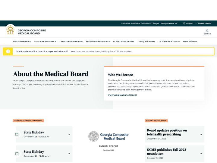 Georgia Composite Medical Board website