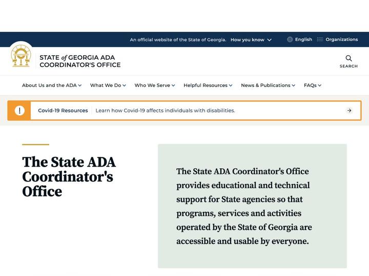 State of Georgia ADA Coordinator's Office website