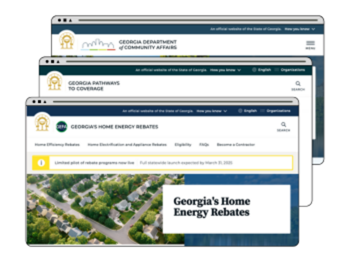 Screen capture of 3 websites