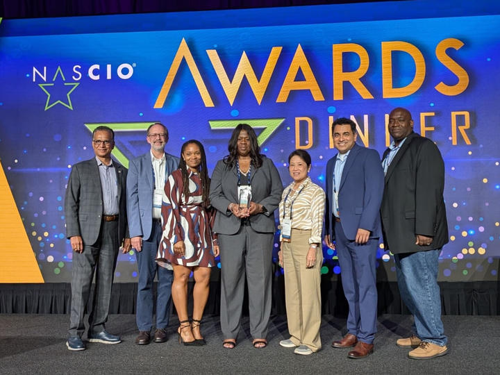 GTA team members receiving the NASCIO award for the Orchard Design System
