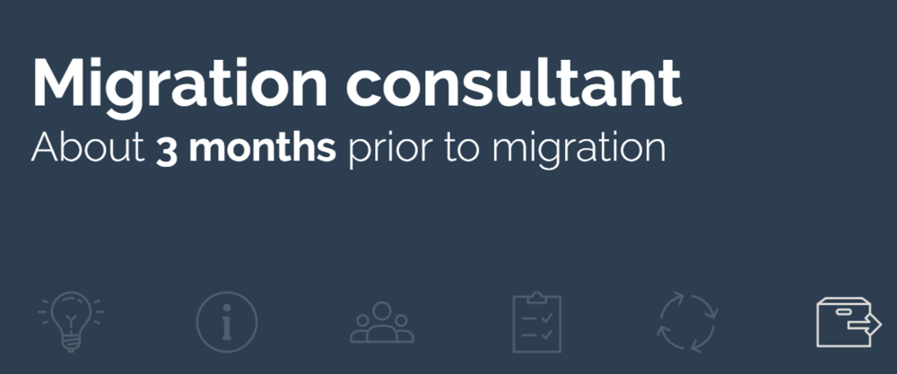 Migration consultant - About 3 months prior to migration