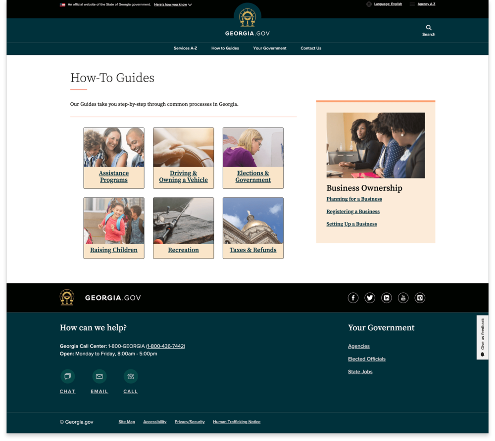 Pilot.Georgia.gov: The How-To Guides page