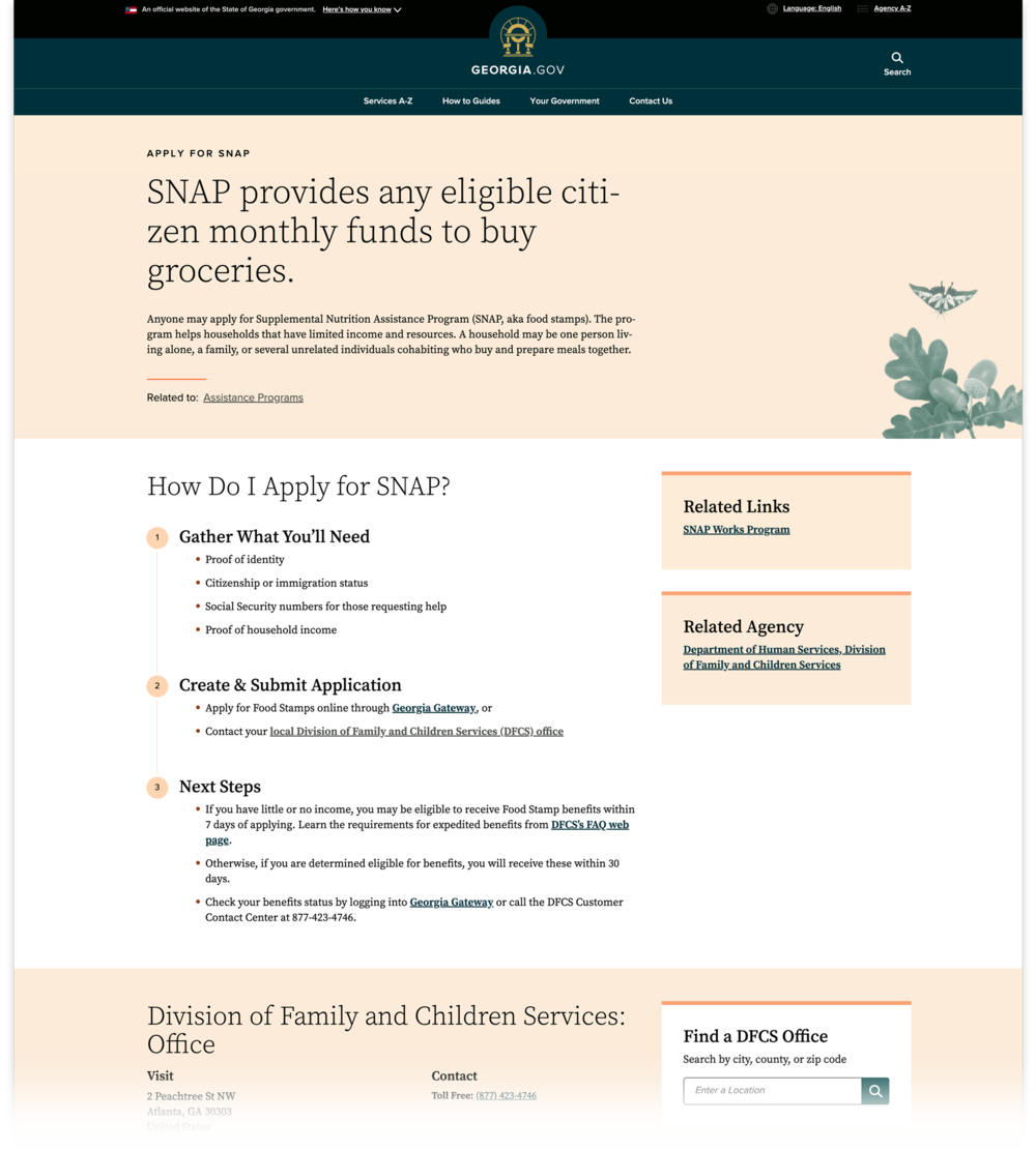 Pilot.Georgia.gov - the Apply for SNAP page