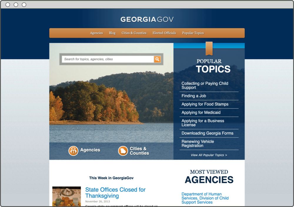 Image showing the first re-design of the Georgia dot gov website in 2013