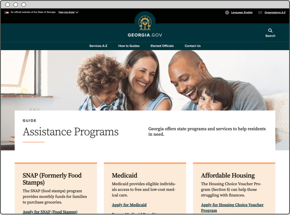 Example of a guide page from the Georgia dot gov website