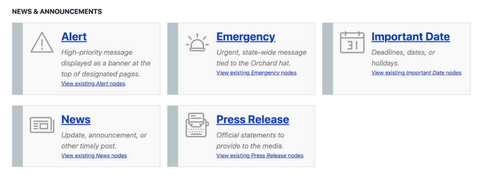 Type Tray for news & announcements