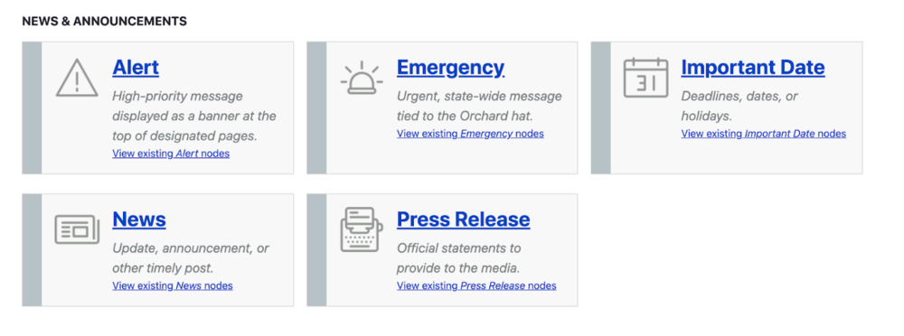 Type Tray for news & announcements 