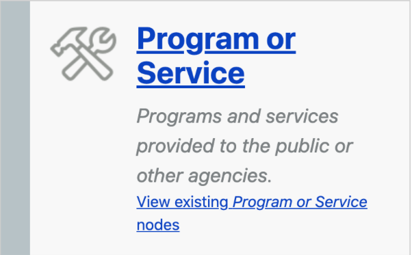 Program or service content type