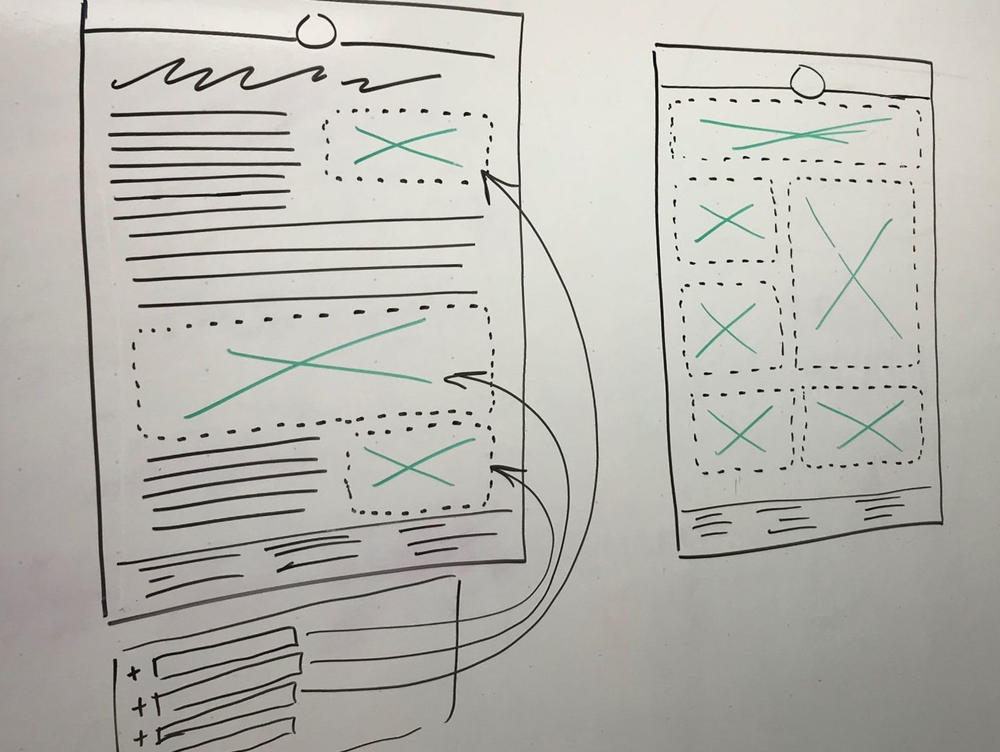 Sketch of a wireframe early in the planning process
