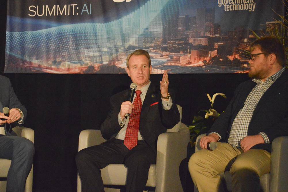 Senator John Albers speaks at the AI Summit.