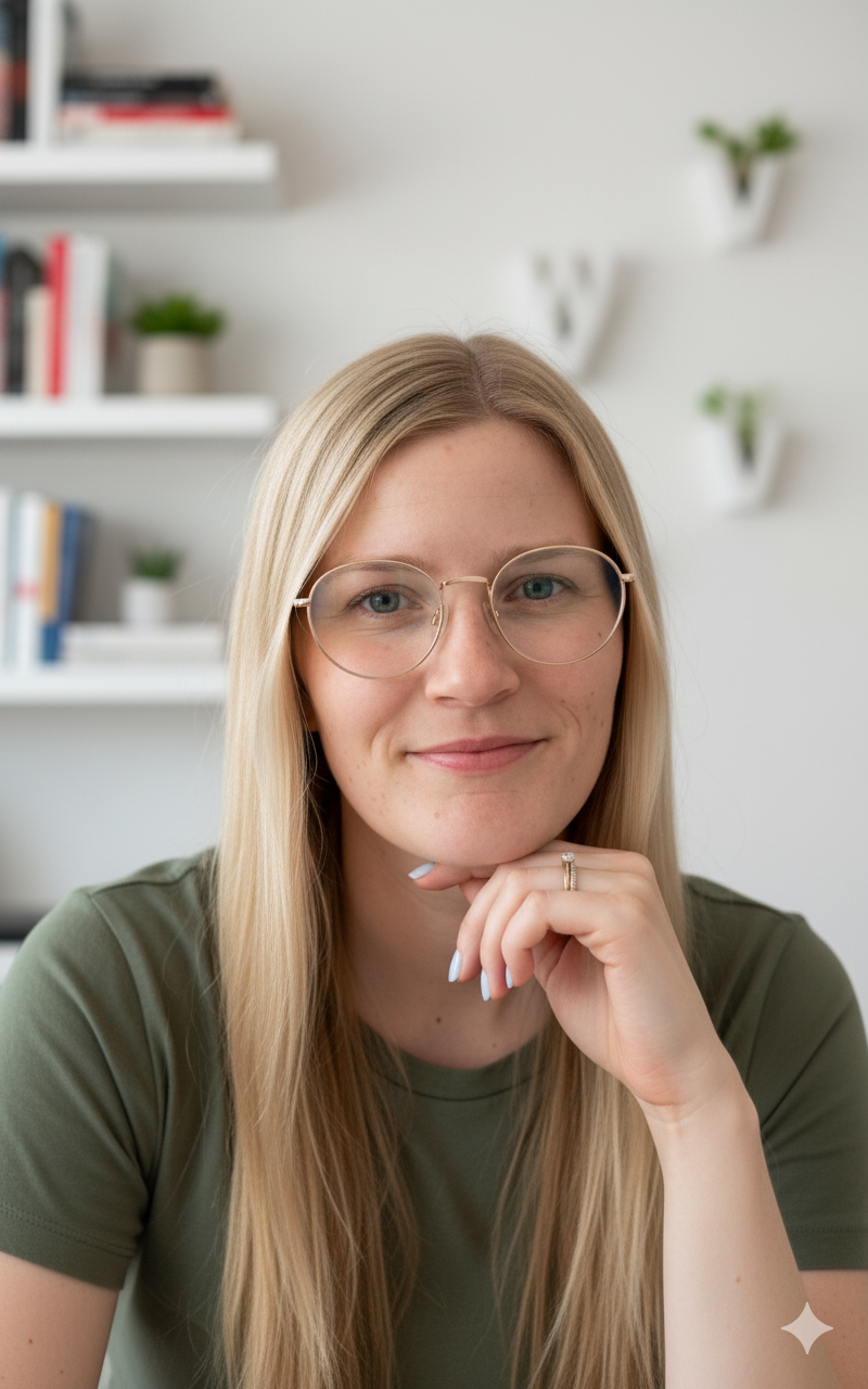 lady with reading glasses