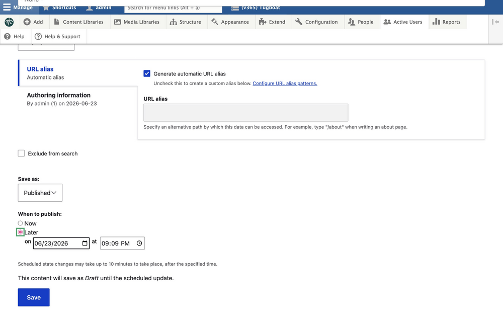 example of scheduled content on GovHub