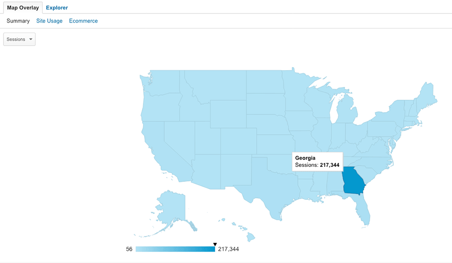 Map showing demographics