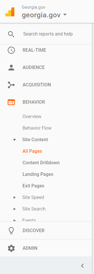 Google Analytics sidebar