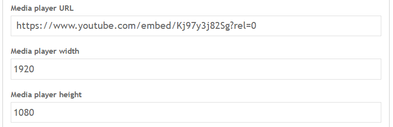 Filled out Twitter card metadata for a media player, including 3 fields: Media player URL (filled with the appropriate URL), Media player width (filled with "1920"), and Media player height (filled with "1080").