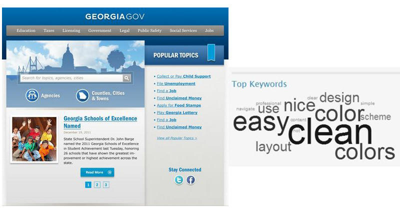The Georgia.gov website with a blue and grey background