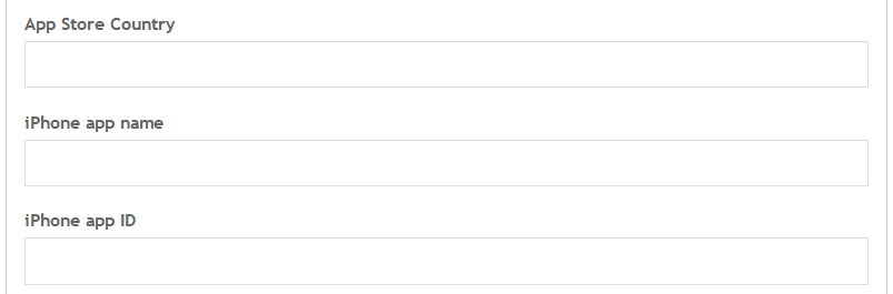 Three Twitter card metadata fields: App Store County, iPhone app name, and iPhone app ID