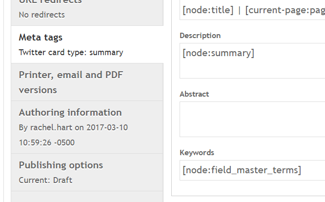 Screenshot of edit screen, showing where to customize Twitter Cards.