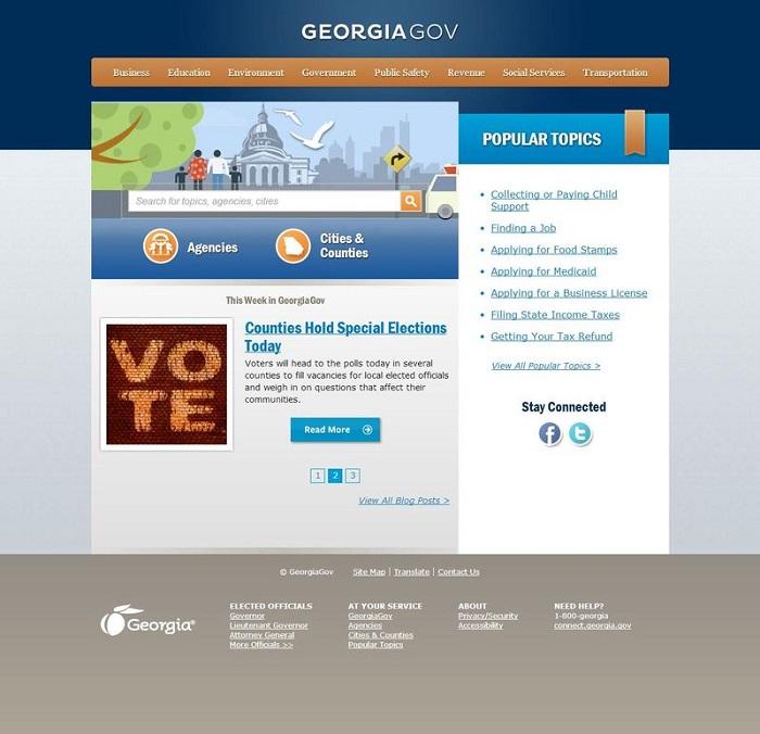 An old version of the Georgia.gov website
