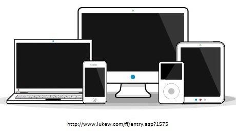 Digital device screens: Laptop, cell phone, monitor, phone, tablet