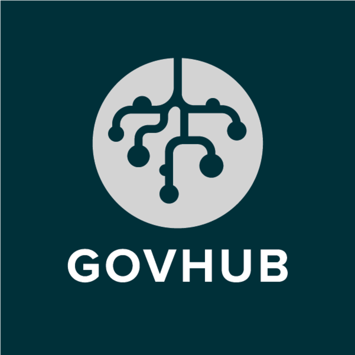 GOVHub with icon in circle, all in a blue square